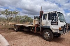 1986 MITSUBISHI FUSO FM515 TILT TRAY CRANE TRUCK FOR SALE ADELAIDE RIVER NT